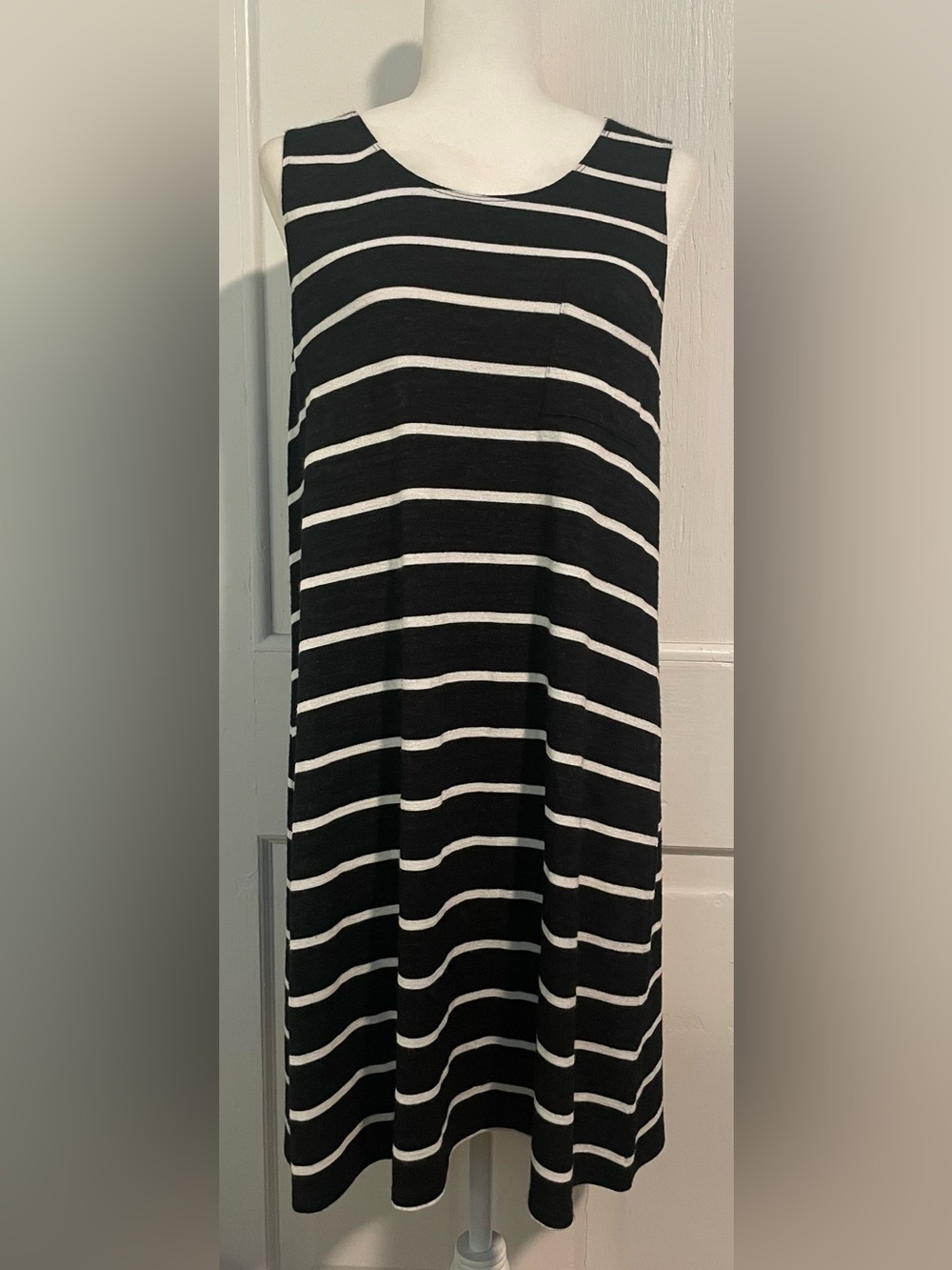 Market & Spruce Black and White Striped Sleeveless Dress